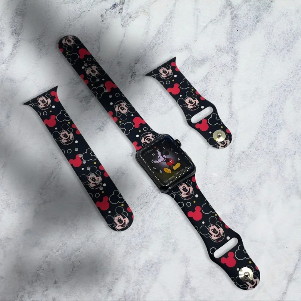 Watchband for Apple Watch Classic Cartoon in Black and Red Design